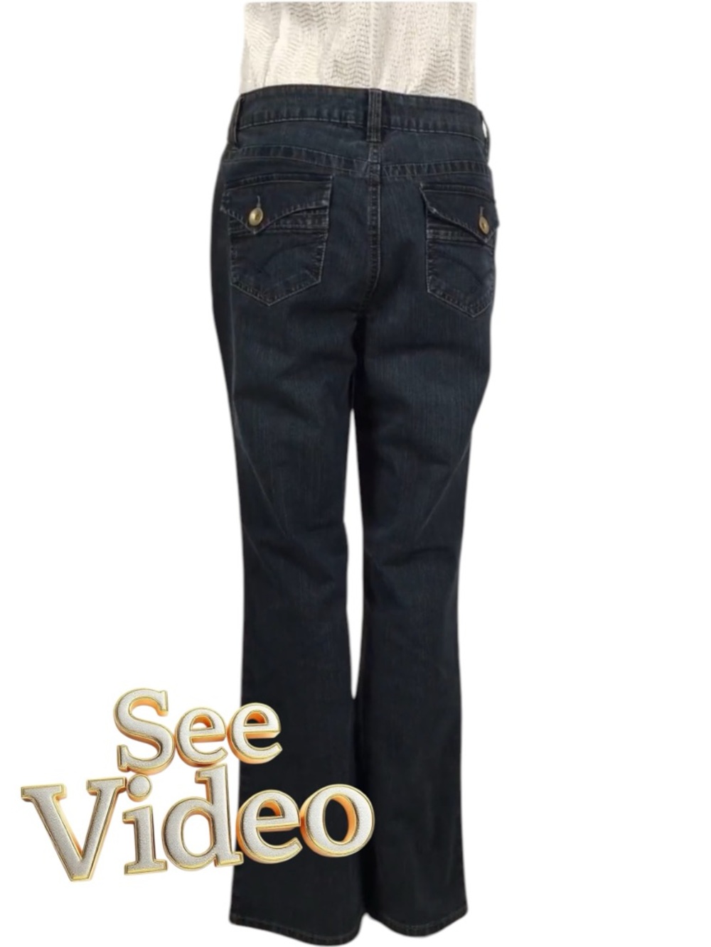 👛 (ANY 2/$25) FRENCH CUFF Blue Denim Jeans Size 8 Inseam 31” Waist 32”